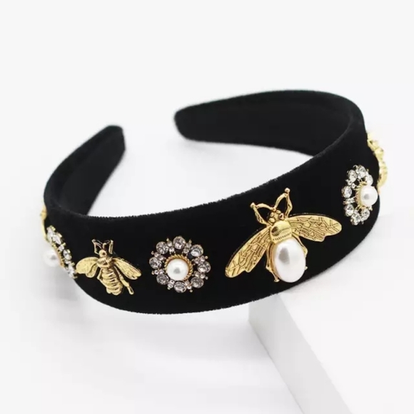 Hand Crafted Accessories - Luxury Fancy Bee Rhinestone Jewel Headband